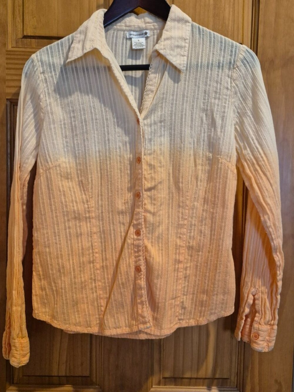 Provogue Long-Sleeve Button-Down in Orange/White Ombre